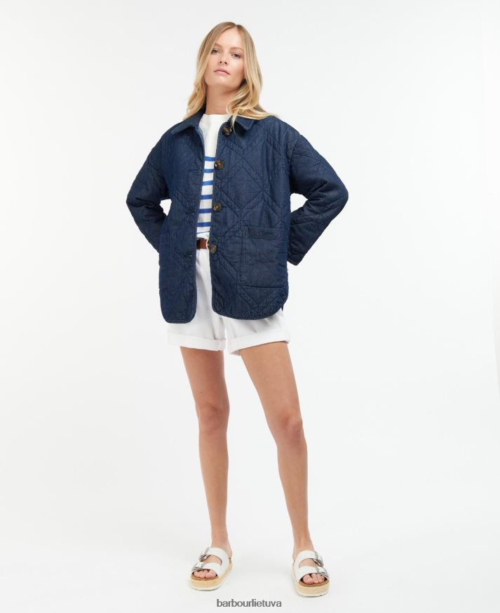 apranga Barbour Džinsinis barrhead dygsniuotas strypas tamsus skalbimas/suknelė indigo moterys 6F6D801422