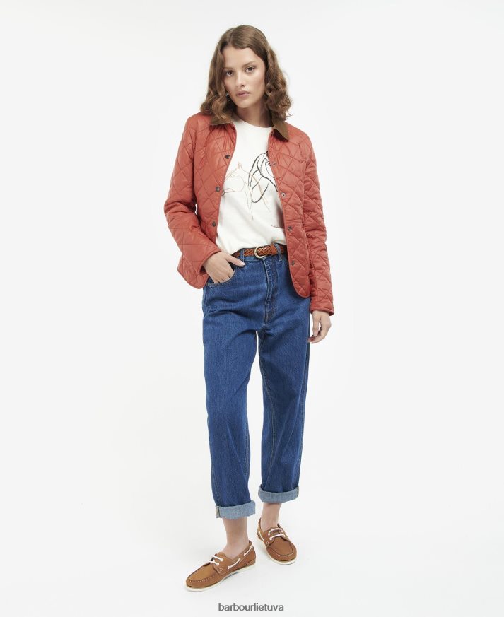 apranga Barbour Deveron dygsniuotas švarkas tamsiai/šviesiai rožinė moterys 6F6D801444