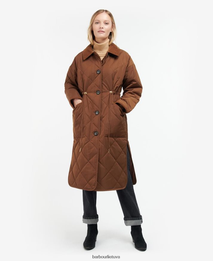 apranga Barbour bonnyrigg dygsniuotas švarkas šiltas įdegis / prislopintas moterys 6F6D801428