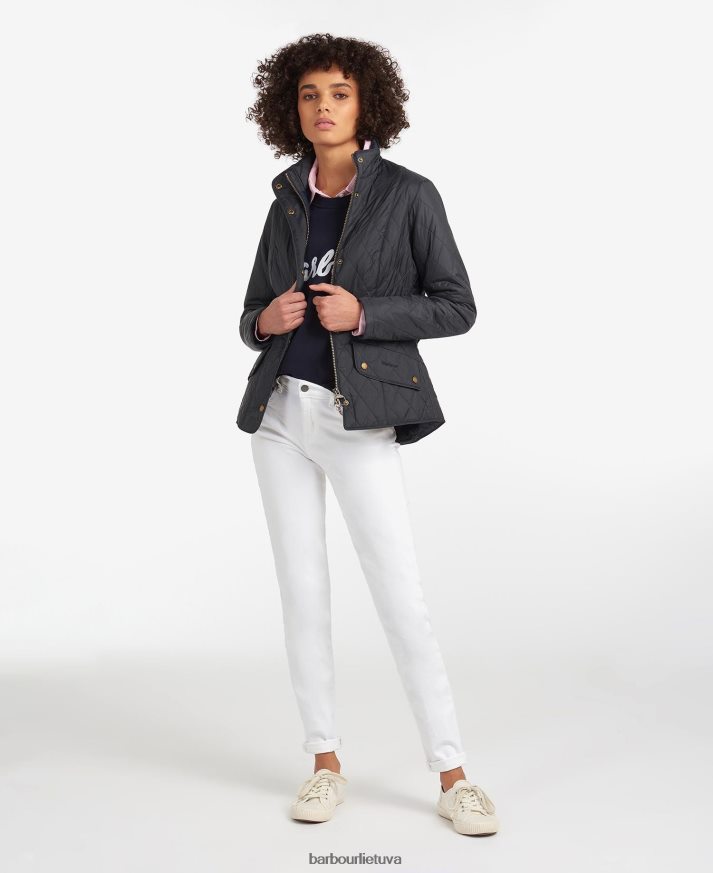 apranga Barbour dygsniuota striukė su sklandytuvu juodas akmuo moterys 6F6D801406