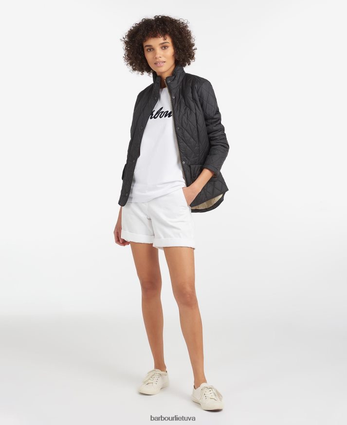 apranga Barbour dygsniuota striukė su sklandytuvu juodas akmuo moterys 6F6D801414