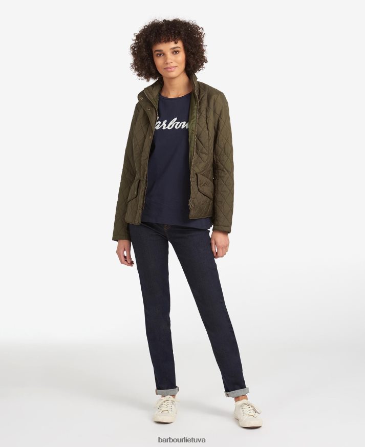 apranga Barbour dygsniuota striukė su sklandytuvu juodas akmuo moterys 6F6D801418