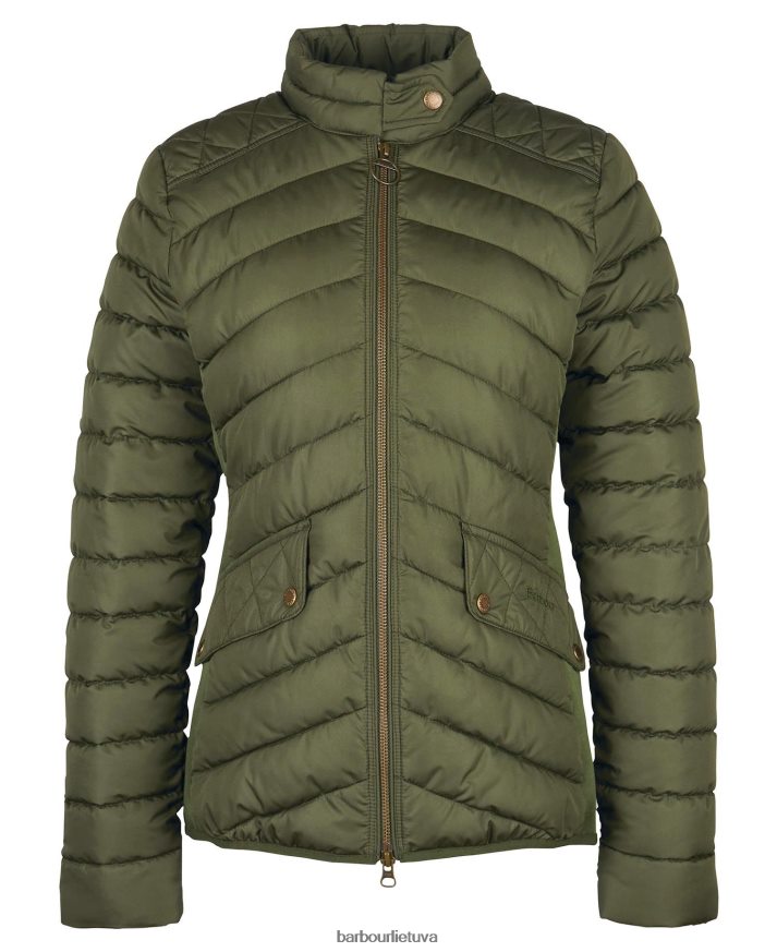 apranga Barbour ištemptas kavalerijos dygsniuotas švarkas alyvuogių / alyvuogių marlas moterys 6F6D801411