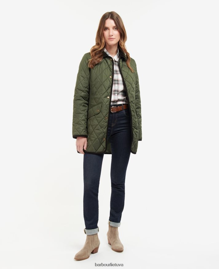 apranga Barbour ilga kavalerijos dygsniuota striukė juoda/senovinė moterys 6F6D801475