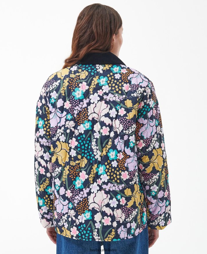 apranga Barbour spausdinta delphinium dygsniuota striukė botanikos stebuklų raštas / tamsus laivynas moterys 6F6D801438