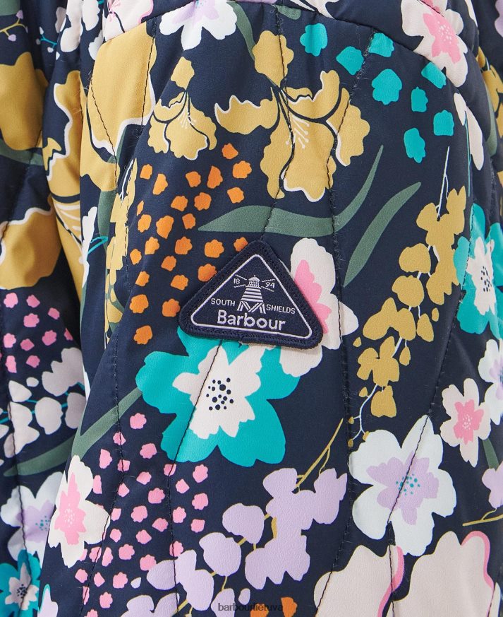 apranga Barbour spausdinta delphinium dygsniuota striukė botanikos stebuklų raštas / tamsus laivynas moterys 6F6D801438