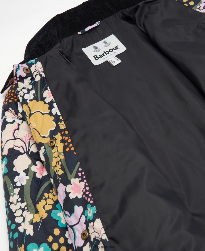 apranga Barbour spausdinta delphinium dygsniuota striukė botanikos stebuklų raštas / tamsus laivynas moterys 6F6D801438
