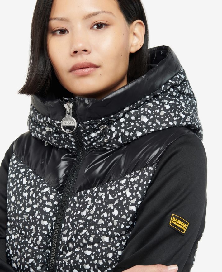 apranga Barbour spausdintas kondoras dygsniuotas prakaitas teraco/juoda moterys 6F6D801500