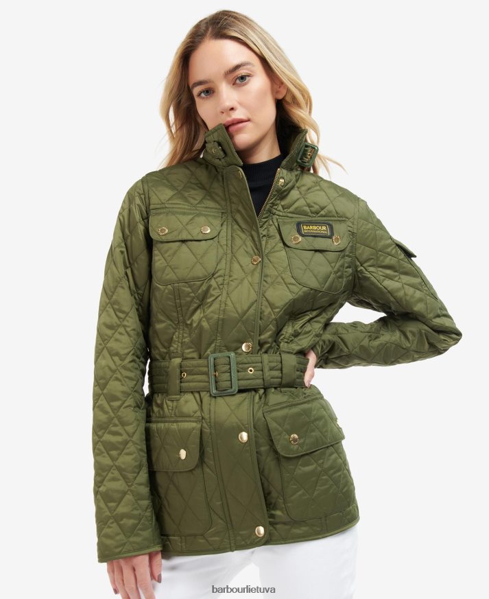 apranga Barbour tarptautinė dygsniuota striukė vidurnakčio žalia moterys 6F6D801483