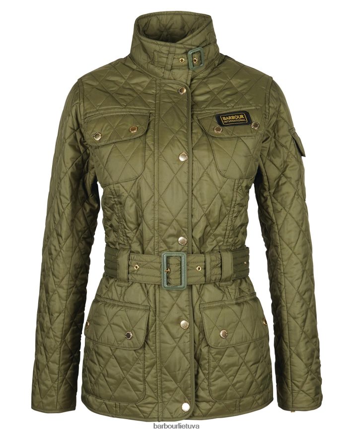 apranga Barbour tarptautinė dygsniuota striukė vidurnakčio žalia moterys 6F6D801483