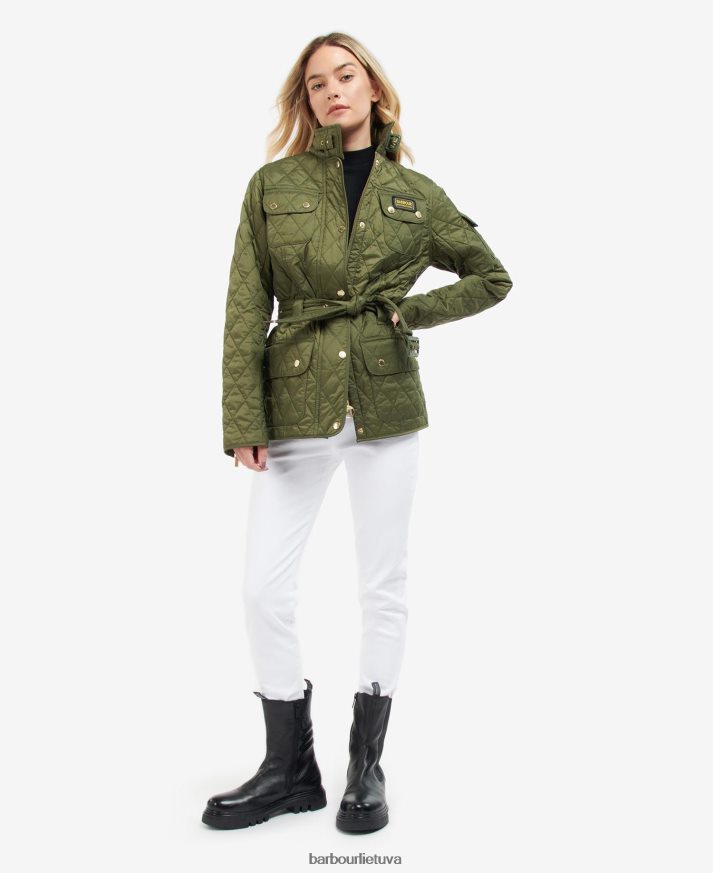 apranga Barbour tarptautinė dygsniuota striukė vidurnakčio žalia moterys 6F6D801483