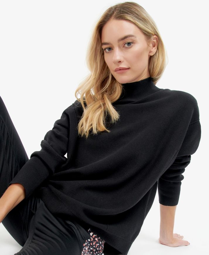 apranga Barbour Rolando megztas megztinis klasikinis juodas moterys 6F6D801952