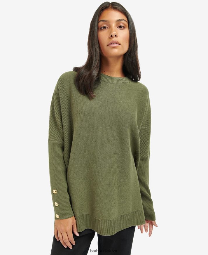 apranga Barbour kubicano džemperis vidurnakčio žalia moterys 6F6D801962