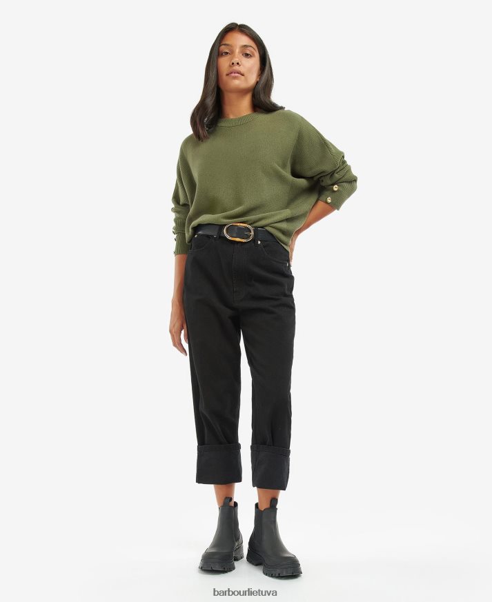 apranga Barbour kubicano džemperis vidurnakčio žalia moterys 6F6D801962