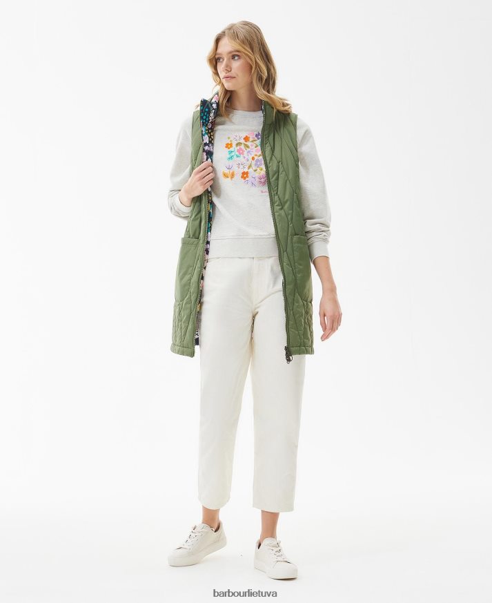 apranga Barbour akanto apverčiama liemenė olivino/botanikos stebuklo spaudinys moterys 6F6D801554