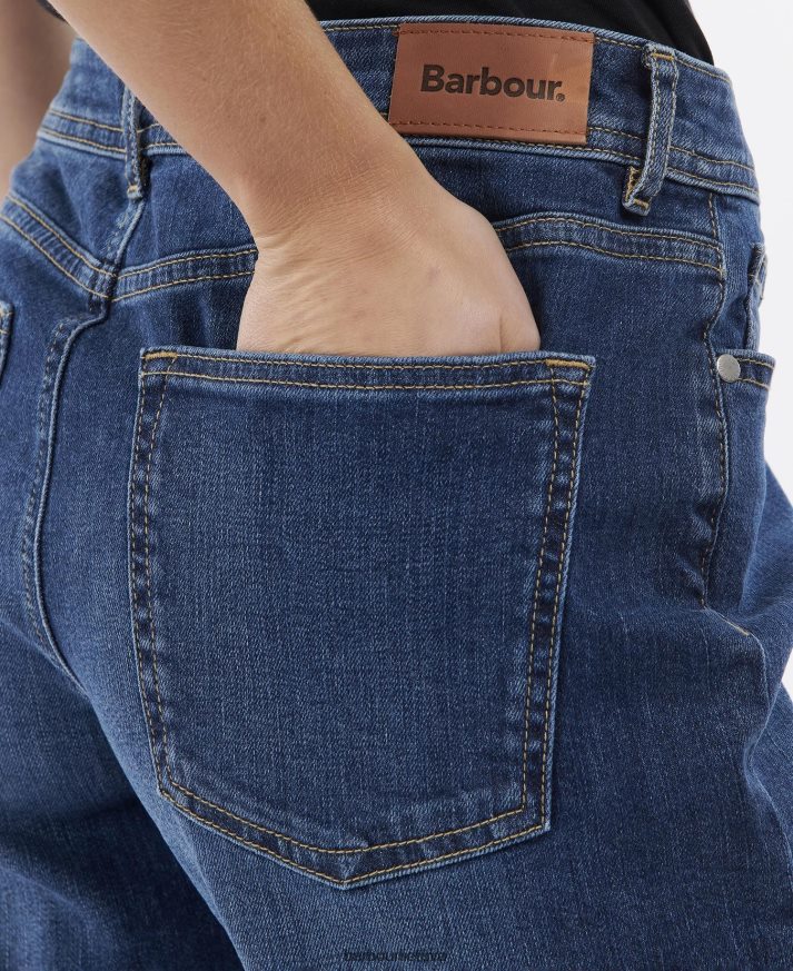 apranga Barbour Maddison džinsiniai šortai ekru moterys 6F6D801762