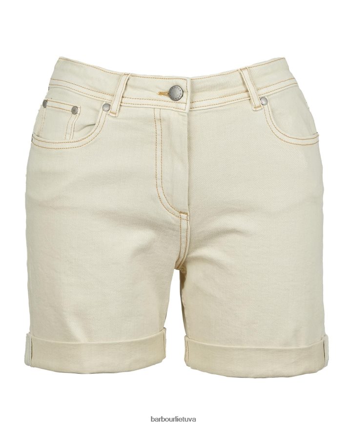apranga Barbour Maddison džinsiniai šortai ekru moterys 6F6D801769