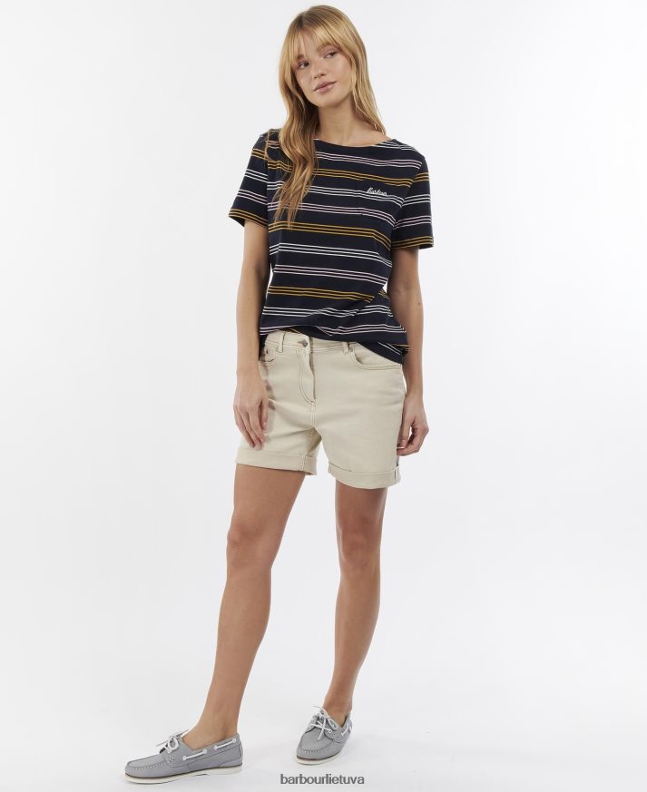 apranga Barbour Maddison džinsiniai šortai ekru moterys 6F6D801769