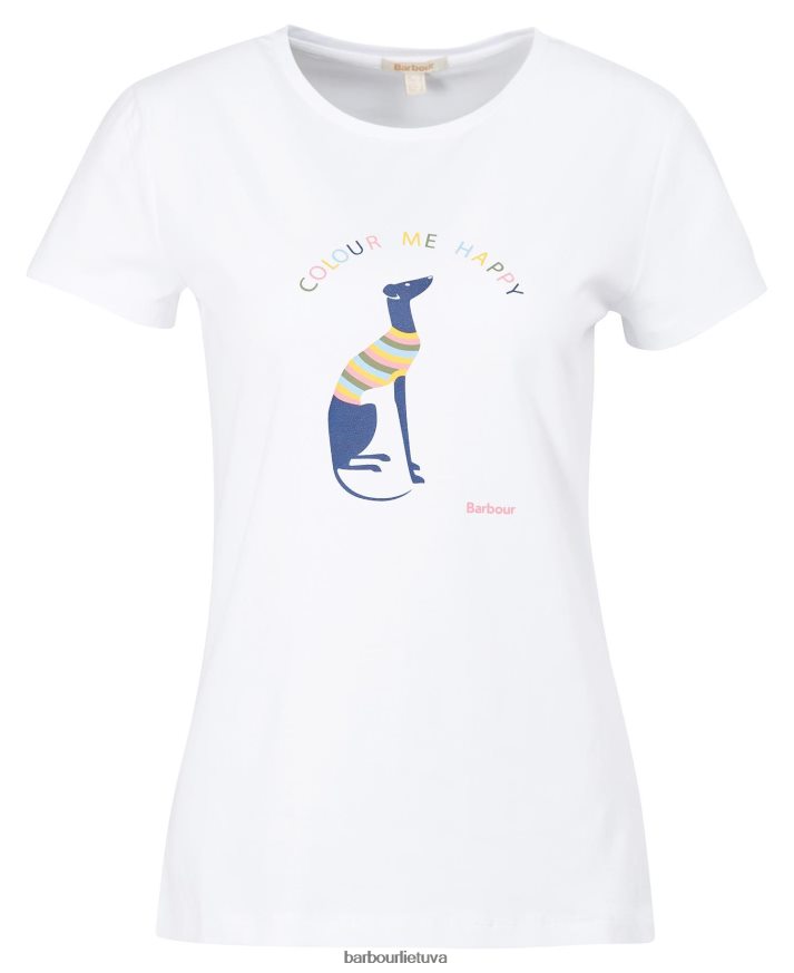 apranga Barbour Bowland marškinėliai klasikinis baltas moterys 6F6D801674