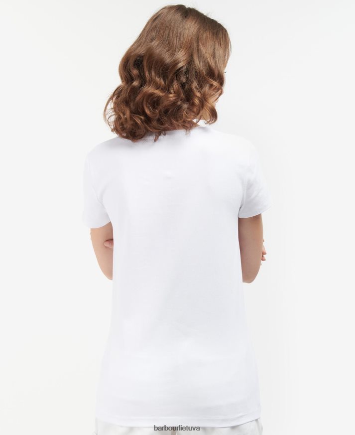 apranga Barbour Bowland marškinėliai klasikinis baltas moterys 6F6D801674