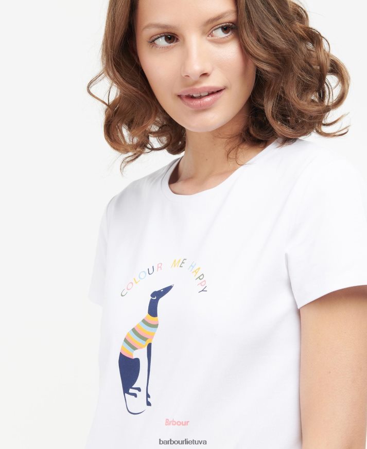 apranga Barbour Bowland marškinėliai klasikinis baltas moterys 6F6D801674