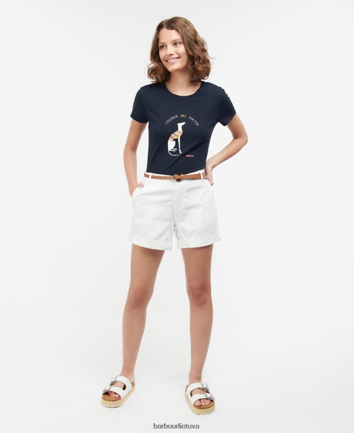 apranga Barbour Bowland marškinėliai klasikinis baltas moterys 6F6D801737