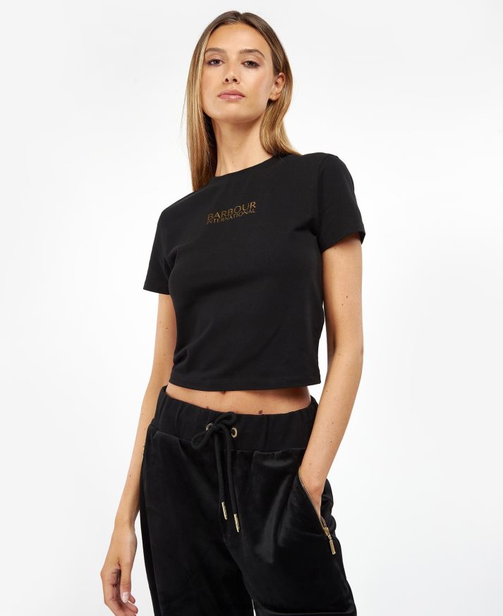 apranga Barbour Claremont marškinėliai klasikinis juodas moterys 6F6D801760