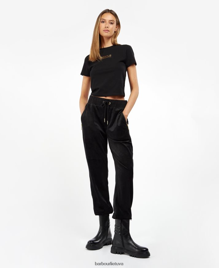 apranga Barbour Claremont marškinėliai klasikinis juodas moterys 6F6D801760