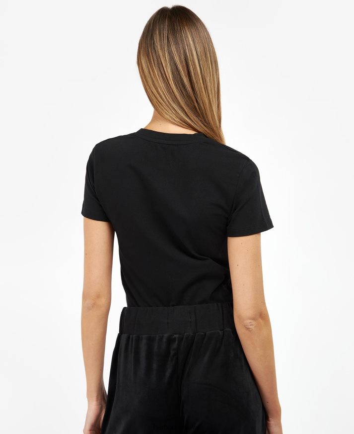 apranga Barbour Claremont marškinėliai klasikinis juodas moterys 6F6D801760