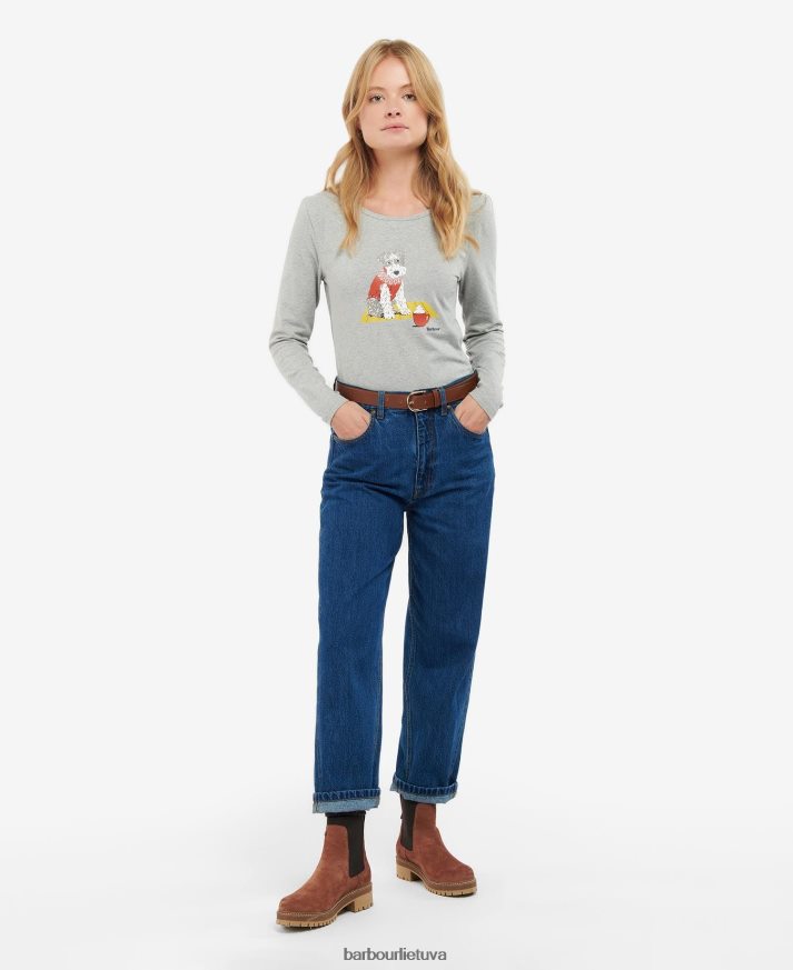 apranga Barbour Fairsfield marškinėliai Tai pilkas marlas moterys 6F6D801745