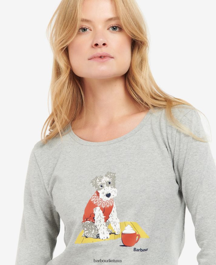 apranga Barbour Fairsfield marškinėliai Tai pilkas marlas moterys 6F6D801745