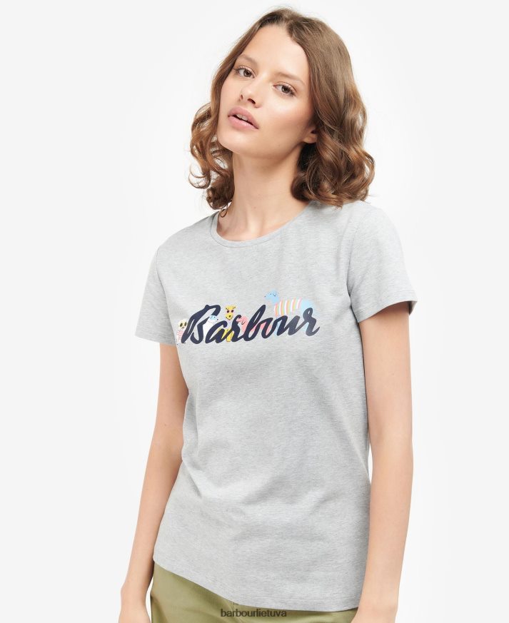 apranga Barbour Southport marškinėliai šviesiai pilkas marlas moterys 6F6D801734