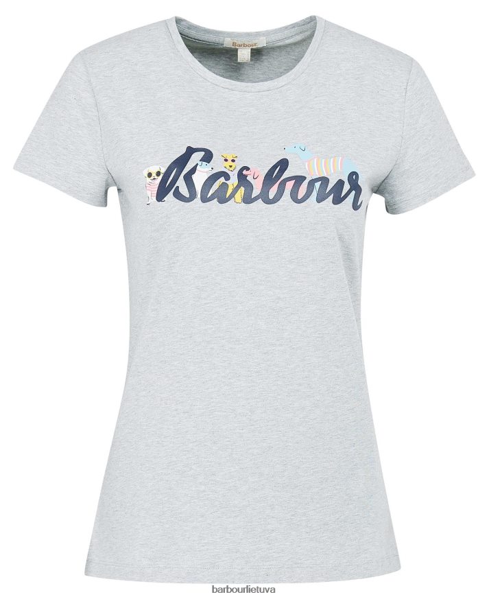 apranga Barbour Southport marškinėliai šviesiai pilkas marlas moterys 6F6D801734