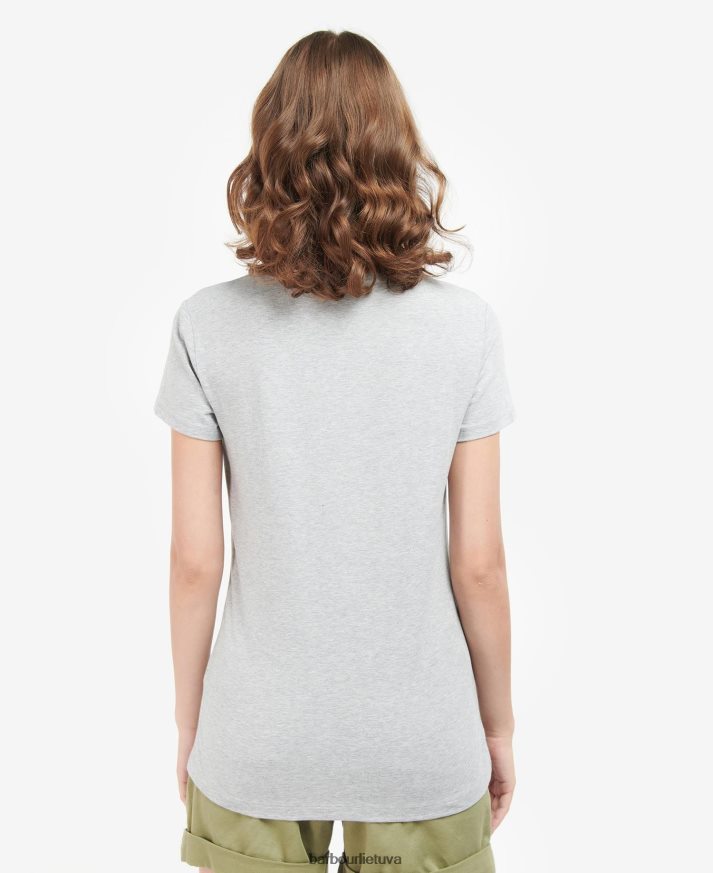 apranga Barbour Southport marškinėliai šviesiai pilkas marlas moterys 6F6D801734