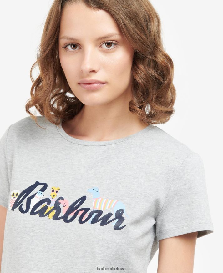 apranga Barbour Southport marškinėliai šviesiai pilkas marlas moterys 6F6D801734