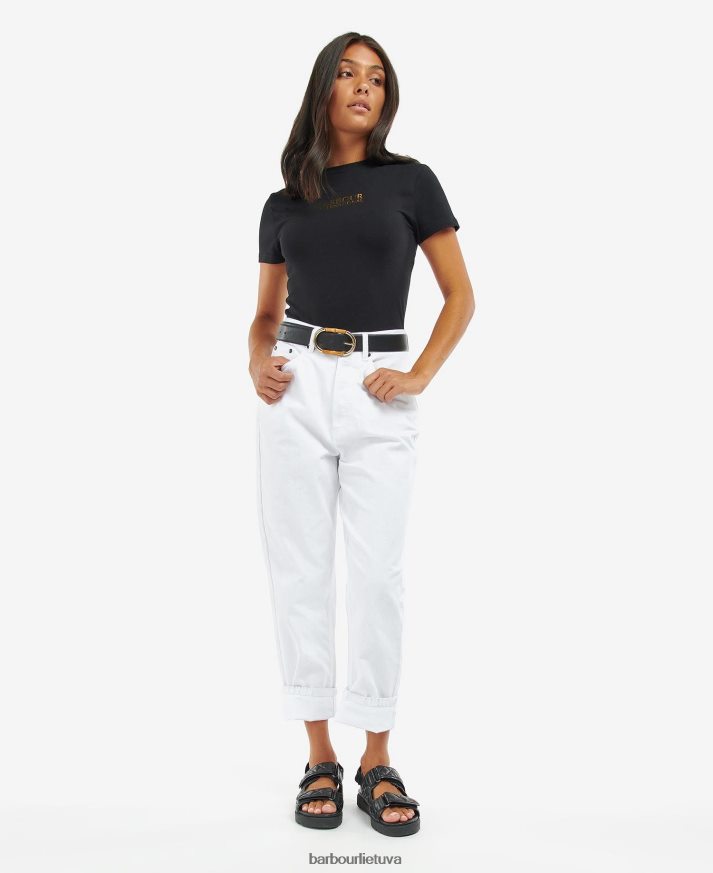 apranga Barbour karaliauti apkarpyti marškinėliai klasikinis juodas moterys 6F6D801704