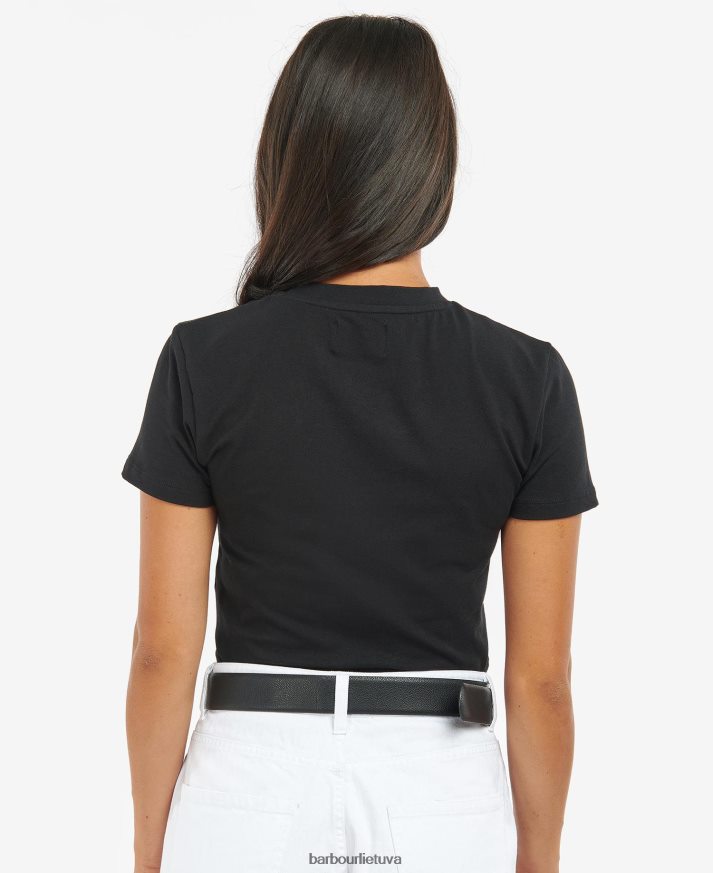 apranga Barbour karaliauti apkarpyti marškinėliai klasikinis juodas moterys 6F6D801704