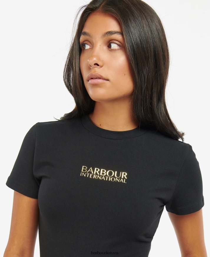 apranga Barbour karaliauti apkarpyti marškinėliai klasikinis juodas moterys 6F6D801704