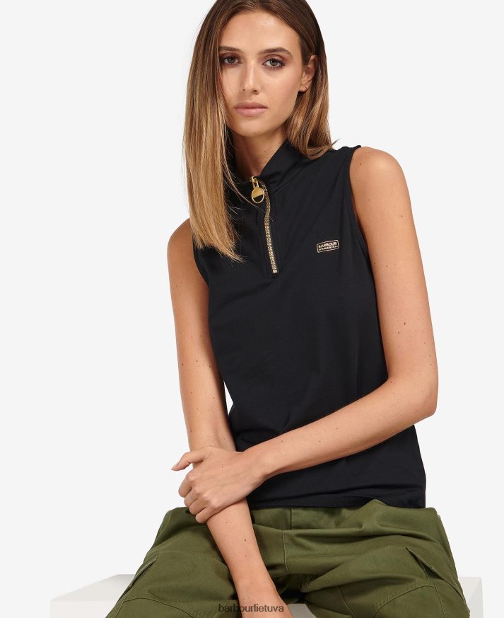 apranga Barbour kasuki viršus su pusiau užtrauktuku klasikinis juodas moterys 6F6D801672