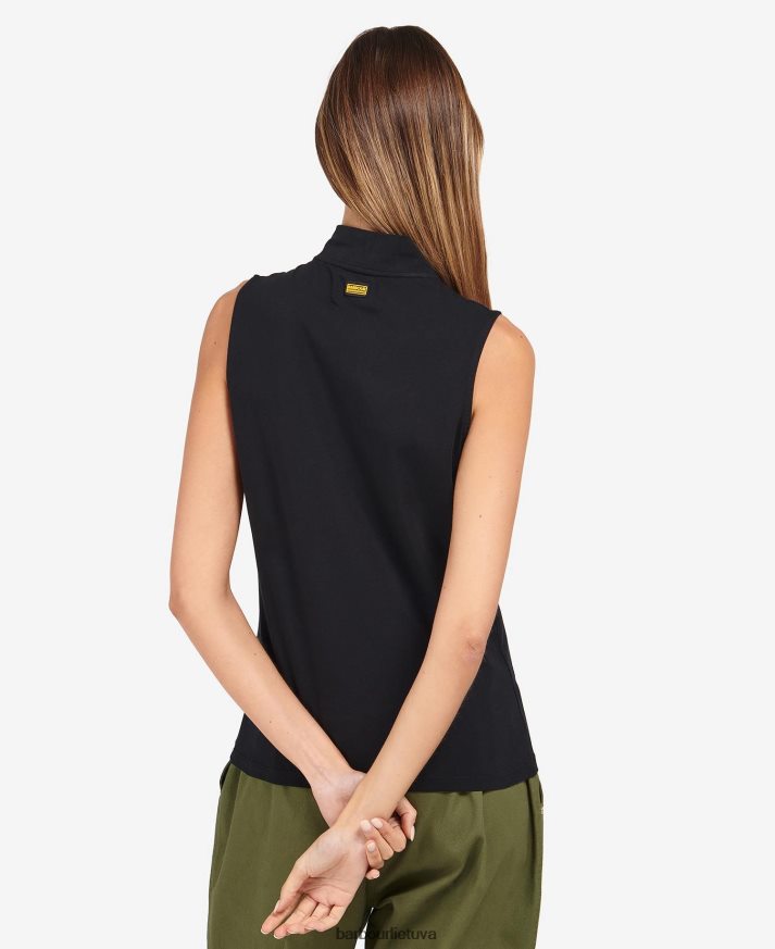 apranga Barbour kasuki viršus su pusiau užtrauktuku klasikinis juodas moterys 6F6D801672