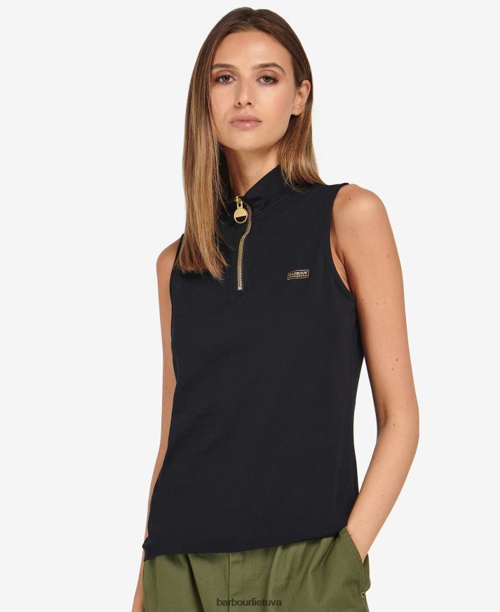 apranga Barbour kasuki viršus su pusiau užtrauktuku klasikinis juodas moterys 6F6D801672