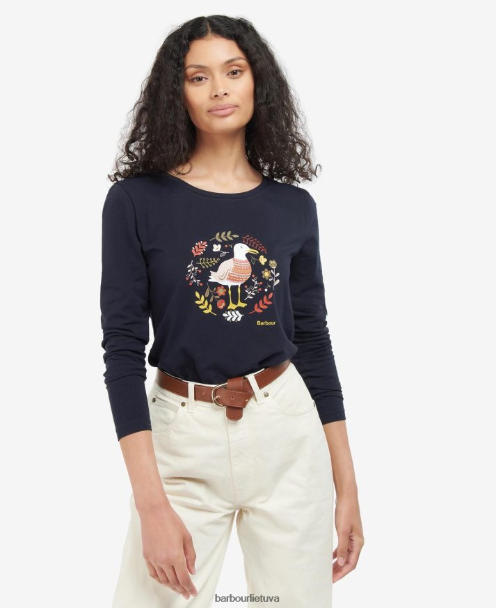 apranga Barbour langstone marškinėliai karinis jūrų laivynas moterys 6F6D801727