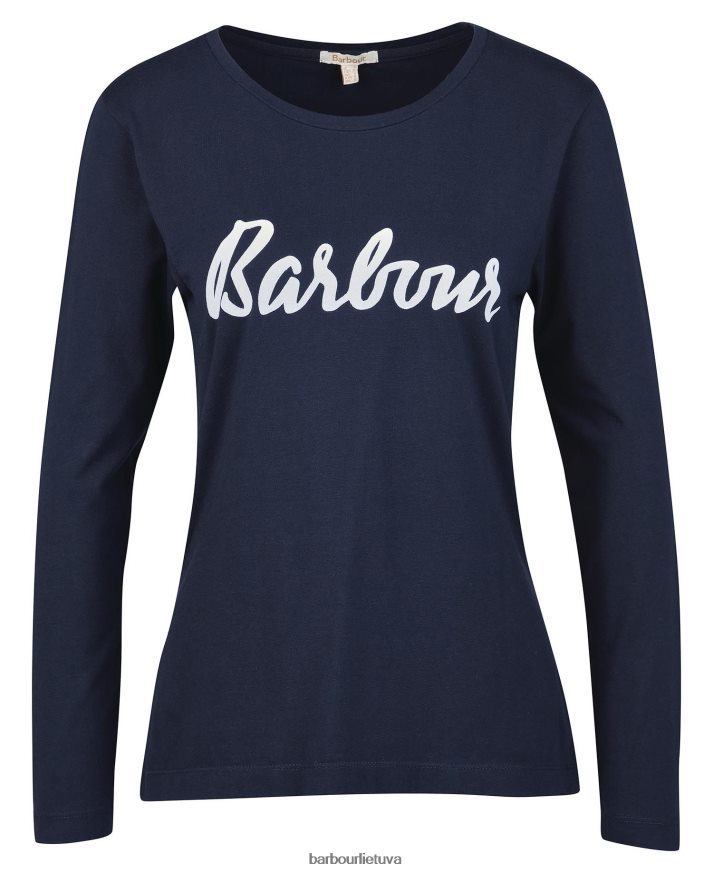apranga Barbour marškinėliai ilgomis rankovėmis \"oterburn\". alyvuogių/baltų moterys 6F6D801711