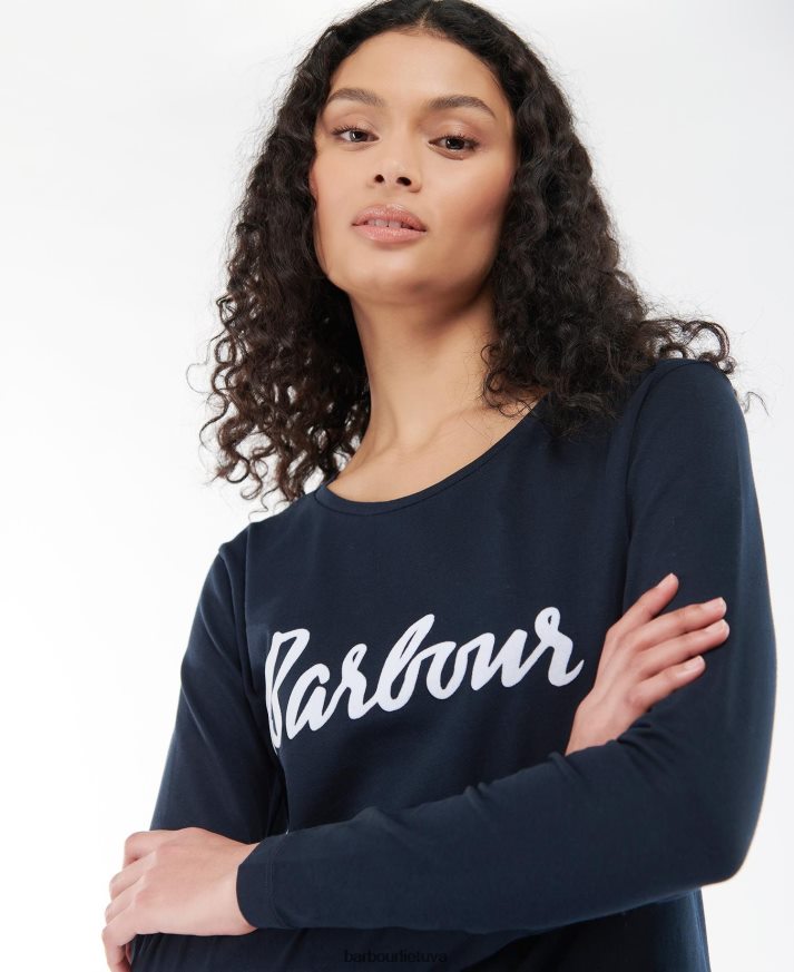 apranga Barbour marškinėliai ilgomis rankovėmis \"oterburn\". alyvuogių/baltų moterys 6F6D801711