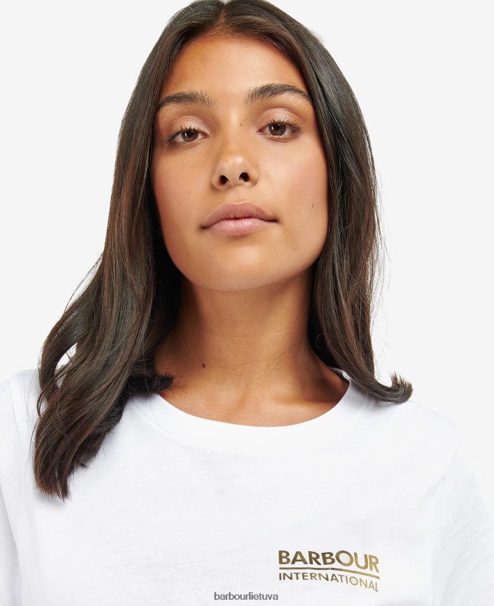 apranga Barbour marškinėliai kasuki klasikinis baltas moterys 6F6D801748