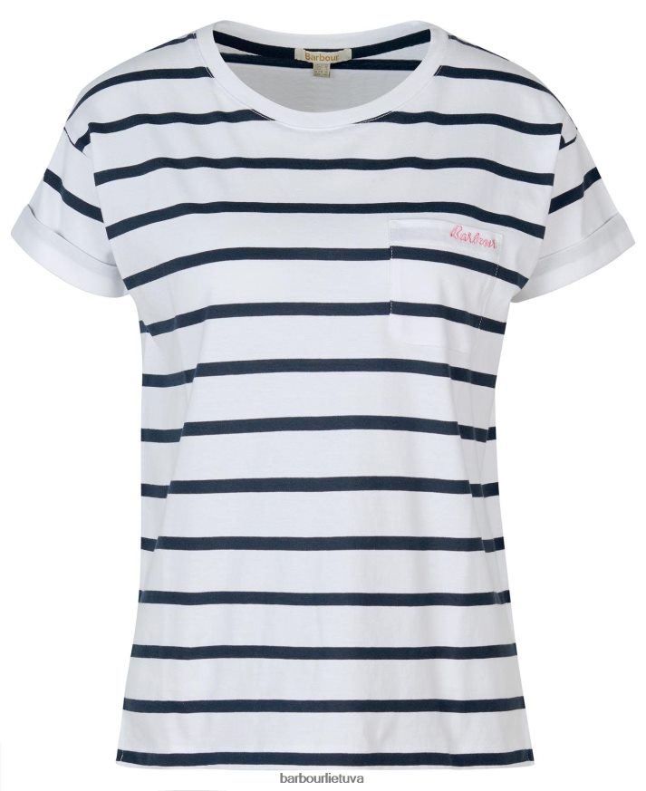 apranga Barbour marškinėliai su marškinėliais su juostele baltas/hibiscus moterys 6F6D801646