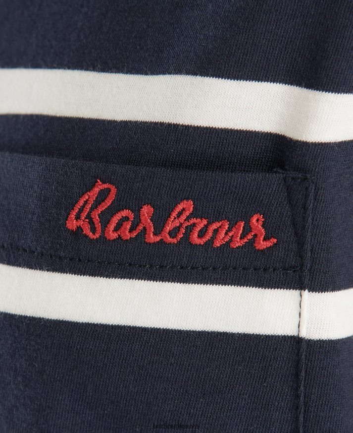 apranga Barbour marškinėliai su marškinėliais su juostele tamsiai/balta moterys 6F6D801652