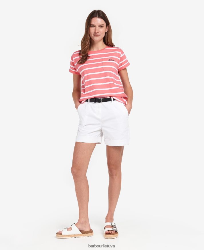 apranga Barbour marškinėliai su marškinėliais su juostele tamsiai/balta moterys 6F6D801736