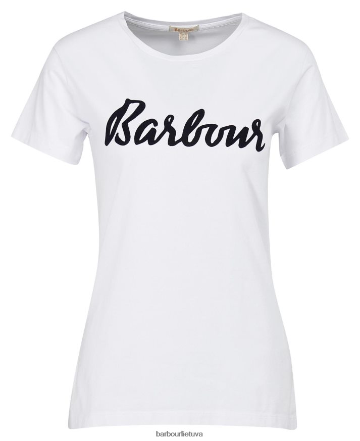 apranga Barbour otterburn marškinėliai tamsiai/balta moterys 6F6D801664