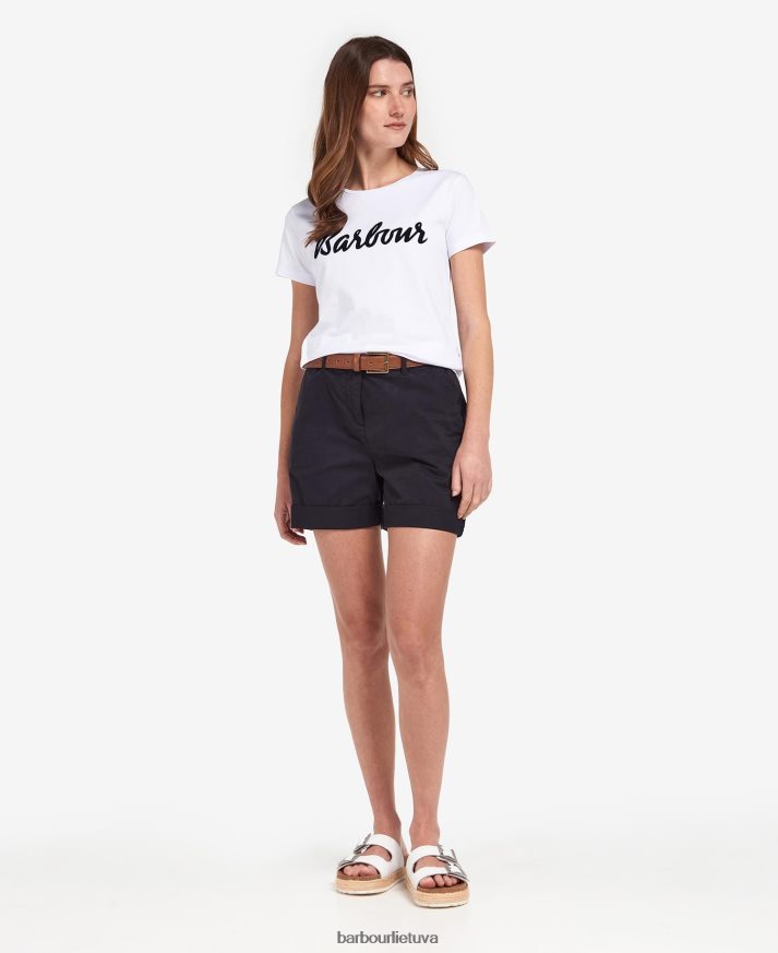 apranga Barbour otterburn marškinėliai tamsiai/balta moterys 6F6D801664